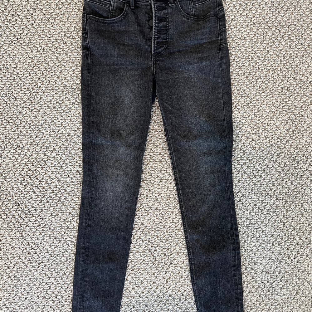 Button Up Dark Grey Black Jeans by Express, Womens size 0R